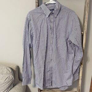 Izod Men's Navy, Purple, & White Gingham Shirt